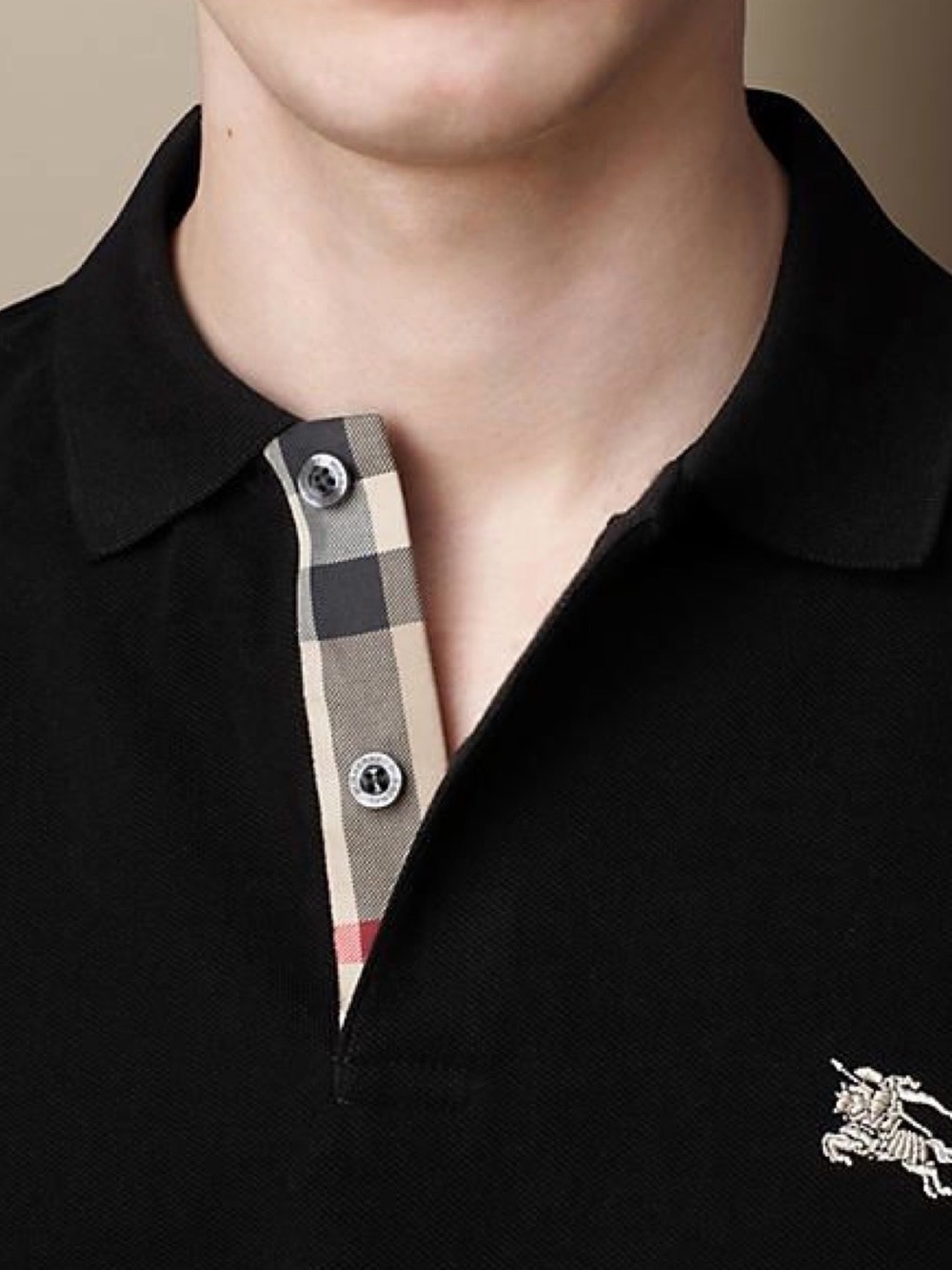 Burberry Black Polo with Check Inner Placket - Picture 3 of 7